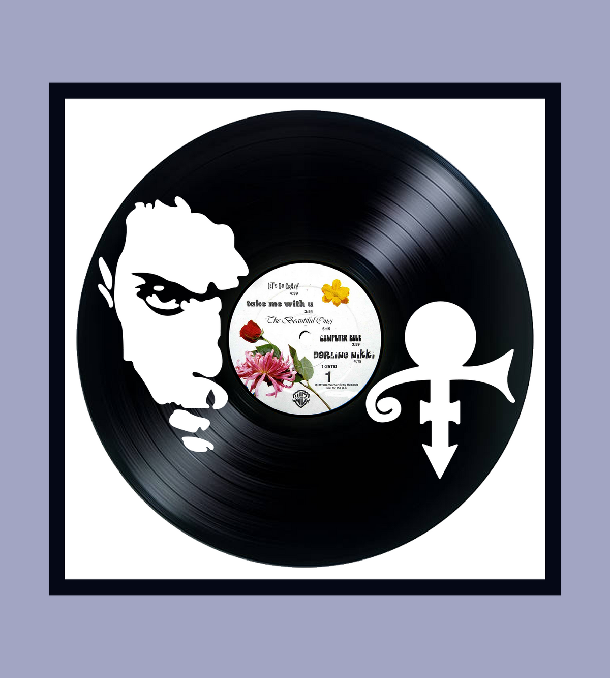 Framed Vinyl Record of Prince Purple Rain