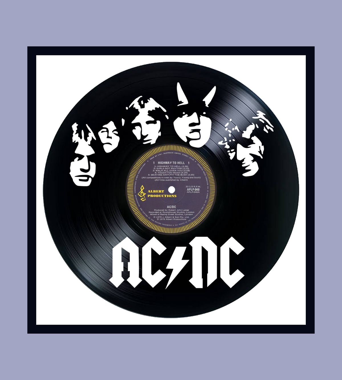 Framed Vinyl Record of AC DC Highway to Hell