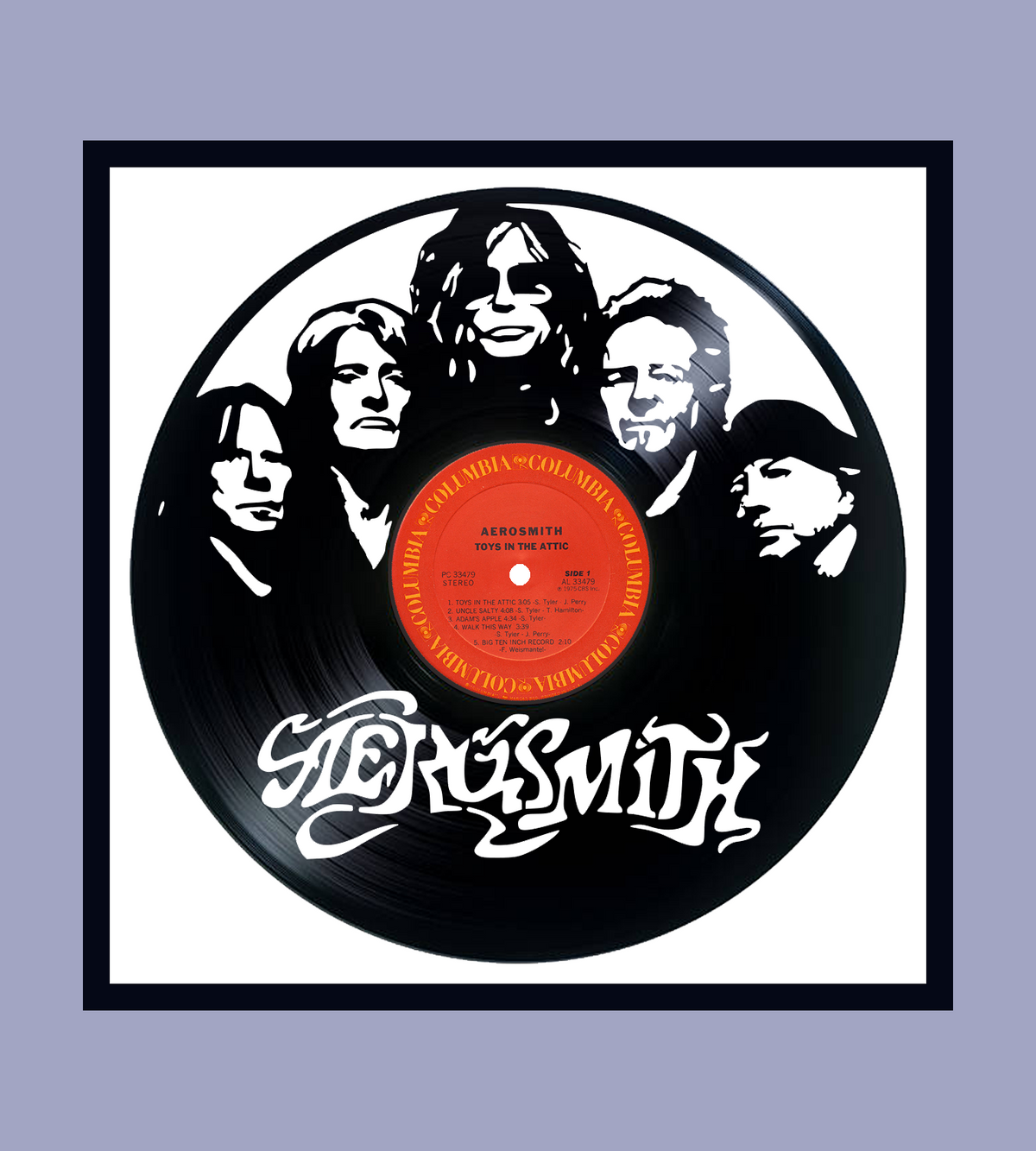 Framed Vinyl Record of Aerosmith Toys in the Attic