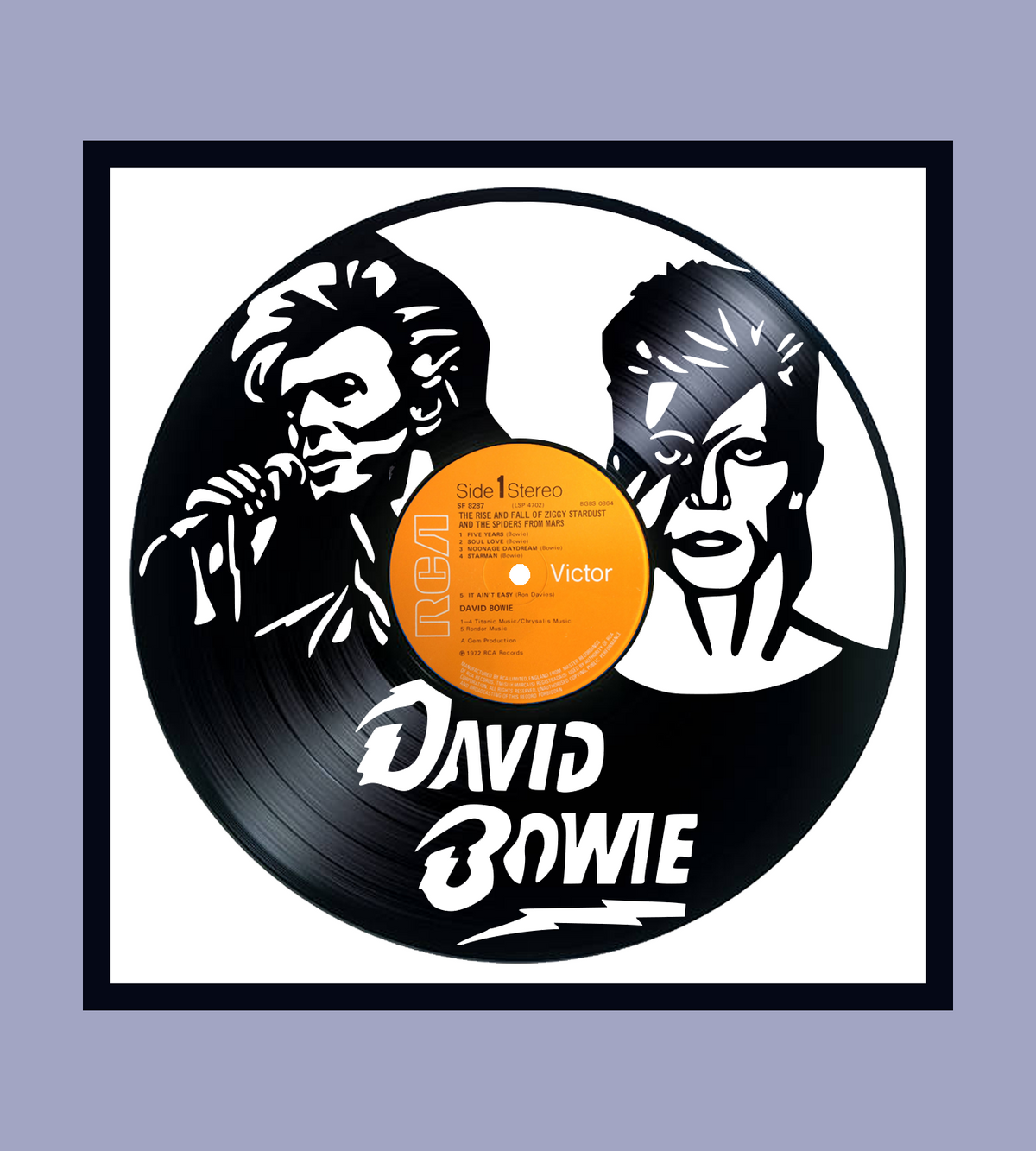 Framed Vinyl Record of David Bowie Rise and Fall of Ziggy Stardust