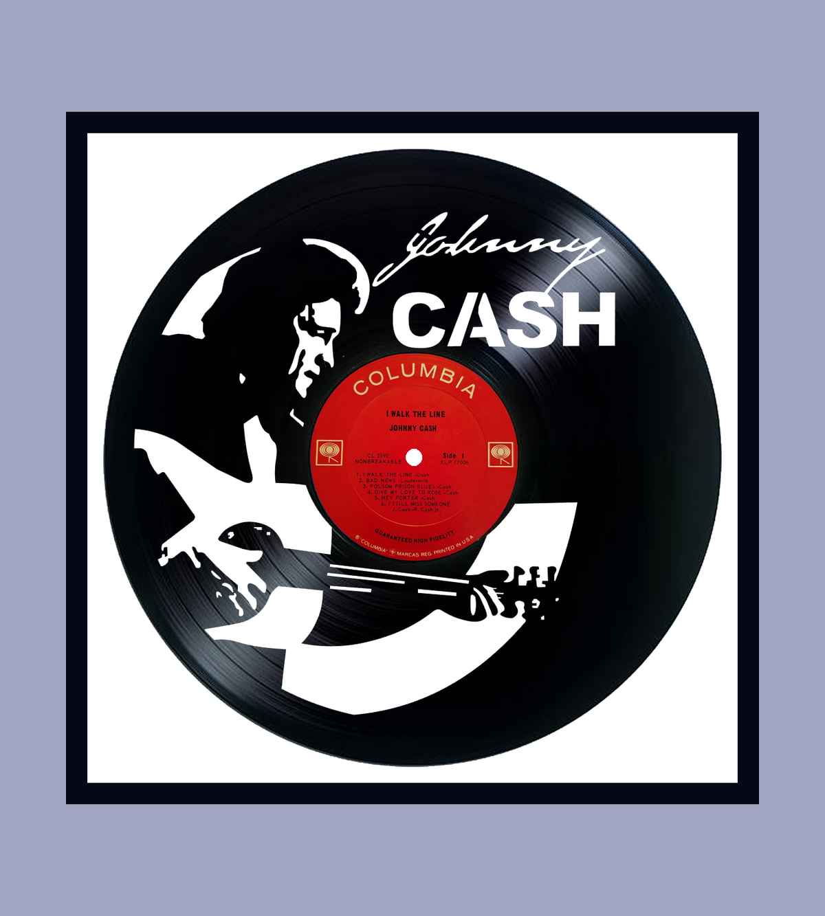Framed Vinyl Record of Johnny Cash I Walk The Line
