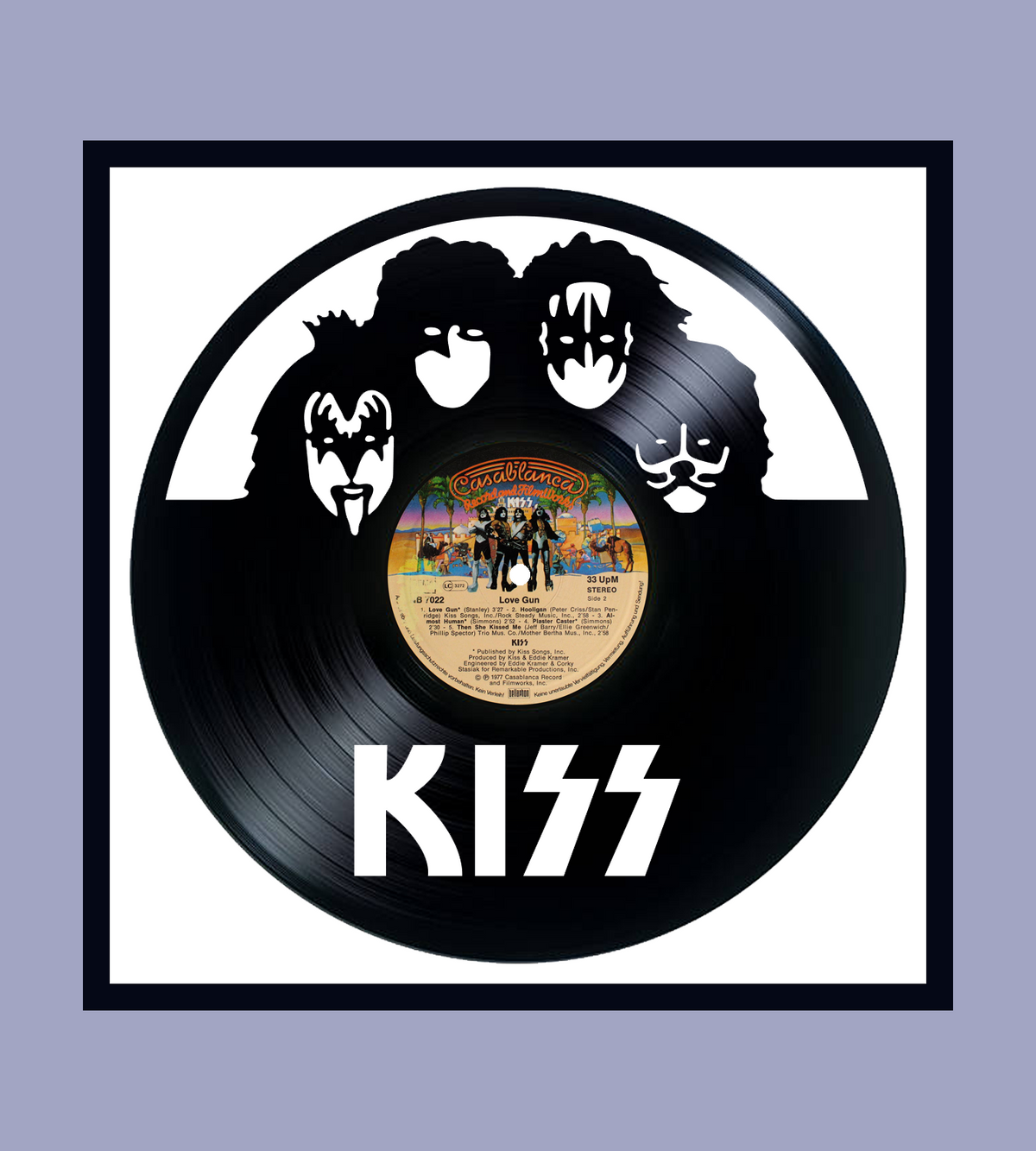 Framed Vinyl Record of Kiss Love Gun