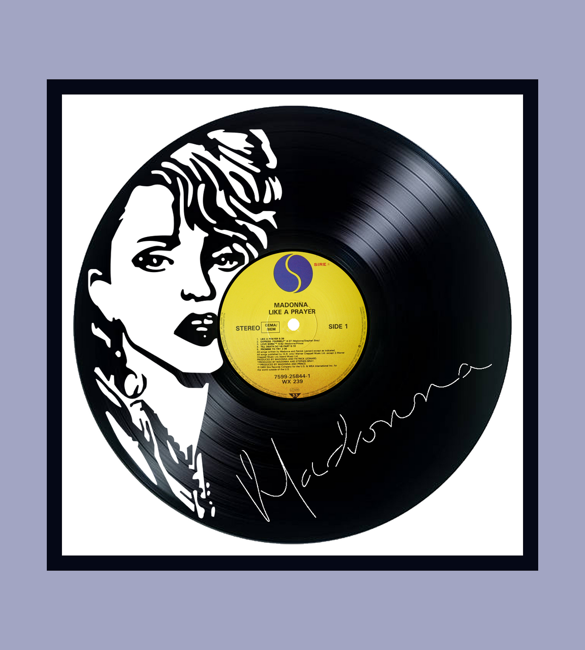 Framed Vinyl Record of Madonna Like A Prayer