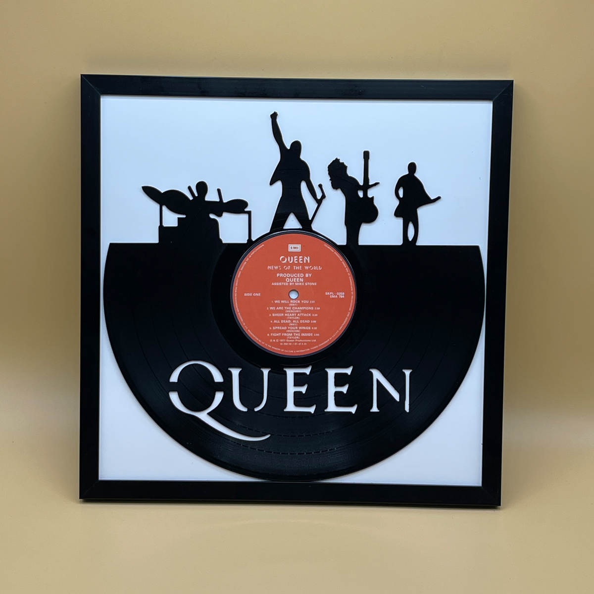 Framed Vinyl Record of Queen News of the Day